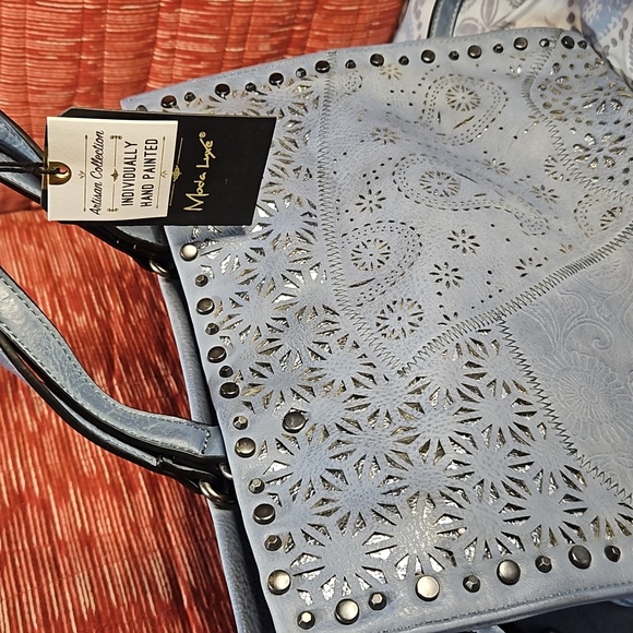 Moda Luxe NWT Artesian Collection large shoulder/crossbody/ tote.Blue-Valerie - Picture 3 of 10